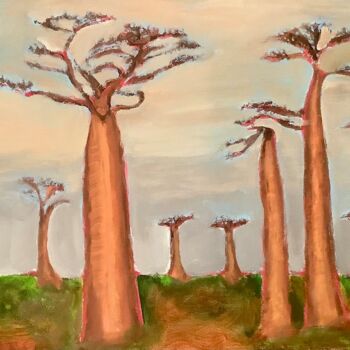 绘画 标题为“Foret de baobabs” 由Bruno Raharinosy, 原创艺术品, 丙烯