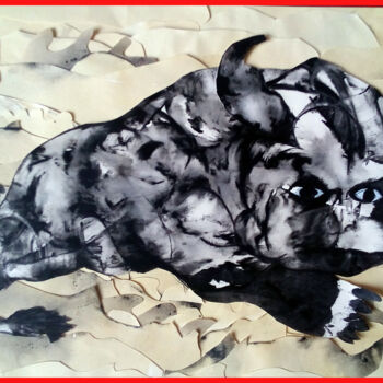 Painting titled "chien" by Bruno Ruhf-Sarkar, Original Artwork, Acrylic