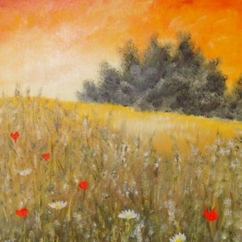 Painting titled "Coquelicots en Prov…" by Bruno Delorme, Original Artwork