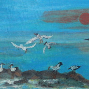 Painting titled "oiseaux" by Bruno Grégory (BG), Original Artwork, Acrylic