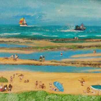 Malerei mit dem Titel "Sur la plage à maré…" von Bruno Grégory (BG), Original-Kunstwerk, Acryl