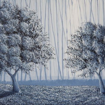 Peinture intitulée "Forêt monochrome" par Bruno Lemasson, Œuvre d'art originale, Acrylique