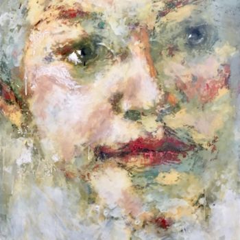 Schilderij getiteld "Portrait Femme Pein…" door Bruno Raharinosy, Origineel Kunstwerk, Acryl