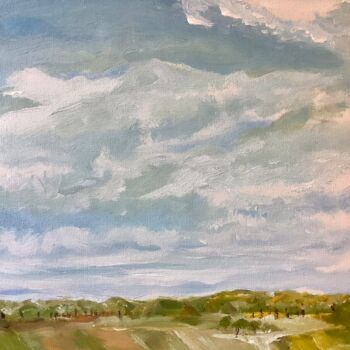 Painting titled "Ciel et paysage ,pa…" by Bruno Raharinosy, Original Artwork, Acrylic