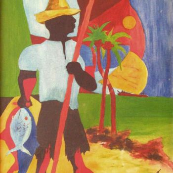 Painting titled ""O Pescador"" by Bruno Steinbach, Original Artwork