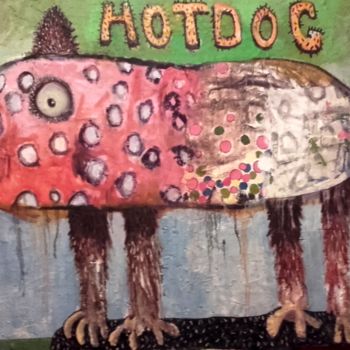 Peinture intitulée "hotdog-162x114-tech…" par Bruno Tessier, Œuvre d'art originale