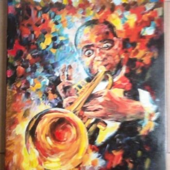 Картина под названием "Louis Armstrong" - Bruscella Donato, Подлинное произведение искусства, Масло