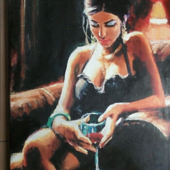 Painting titled "RAQUEL" by Bruscella Donato, Original Artwork, Oil Mounted on Wood Stretcher frame
