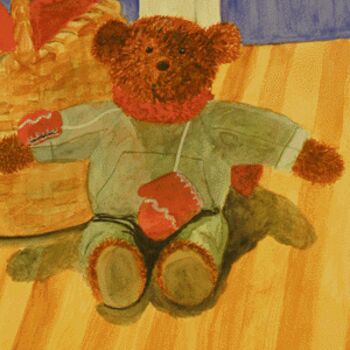 Painting titled "Teddy Bear" by Alec Yates, Original Artwork