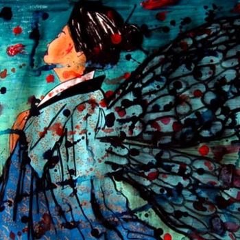 Painting titled "madame butterfly #16" by Alec Yates, Original Artwork