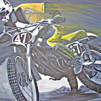 Painting titled "MotorcyclistWeb.jpg" by Douglas Reinhardt, Original Artwork