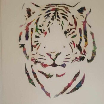 Painting titled "Tigre" by Brutalcustomart, Original Artwork, Acrylic Mounted on Wood Stretcher frame