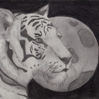 Rysunek zatytułowany „Tiger's Moon” autorstwa Ashley Oquendo, Oryginalna praca, Inny