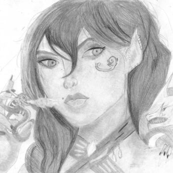 Drawing titled "Woman and Dragons" by Ashley Oquendo, Original Artwork, Other