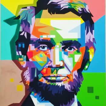 Картина под названием "Авраам Линкольн" - Анатолий Рабков, Подлинное произведение искусства, Акрил