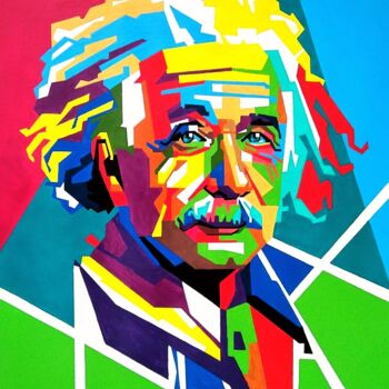 Schilderij getiteld "Альберт Эйнштейн" door Anatolii Rabkov, Origineel Kunstwerk, Acryl