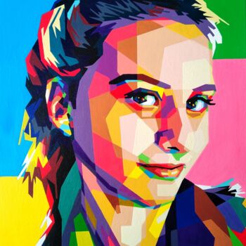 Painting titled "Portrait by photo t…" by Анатолий Рабков, Original Artwork, Acrylic