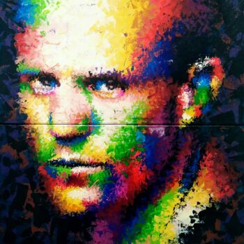 Painting titled "Jason Statham" by Anatolii Rabkov, Original Artwork, Acrylic Mounted on Wood Stretcher frame