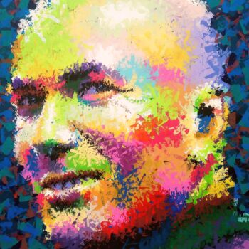 Painting titled "Zinedine Zidane" by Anatolii Rabkov, Original Artwork, Acrylic Mounted on Wood Stretcher frame