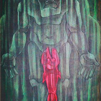 Painting titled "redfish" by Bubon, Original Artwork, Gouache
