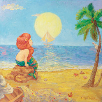 Painting titled "встреча  с Солнцем" by Katya Dudnik, Original Artwork, Oil