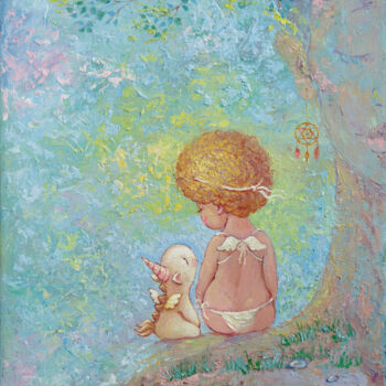 Pintura titulada "Angel on my Shoulder" por Katya Dudnik, Obra de arte original, Oleo