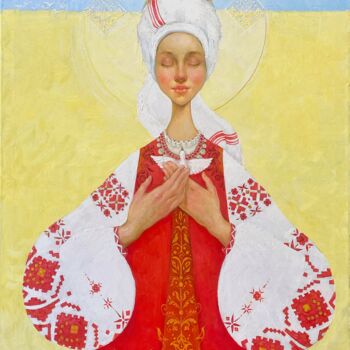 Pittura intitolato "Mother Ukraine" da Katya Dudnik, Opera d'arte originale, Olio