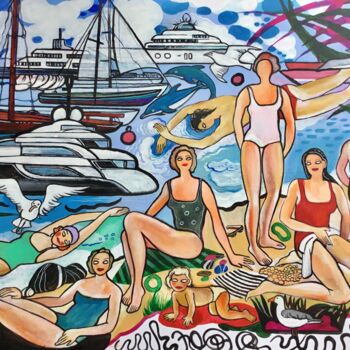 Painting titled "Portofino beach" by Bugaenko Natalia, Original Artwork, Acrylic
