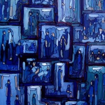 Peinture intitulée "WINDOWS ART BLUE 20…" par Buissonances, Œuvre d'art originale