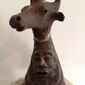 「Le Dieu Girafe」というタイトルの彫刻 Buissonnièresによって, オリジナルのアートワーク, セラミックス