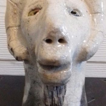 Sculpture titled "Le Bélier vairon" by Buissonnières, Original Artwork, Ceramics