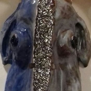 Sculptuur getiteld "Ar Maout glas (masc…" door Buissonnières, Origineel Kunstwerk, Keramiek