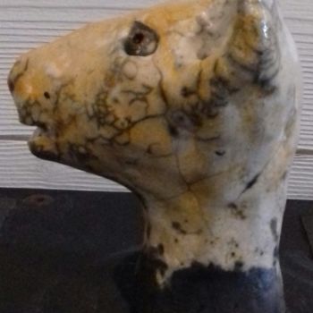 Sculpture titled "Felino aranciato" by Buissonnières, Original Artwork, Ceramics