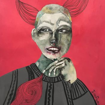 Malerei mit dem Titel "[Lady releasing lau…" von Irina Bulatova, Original-Kunstwerk, Acryl