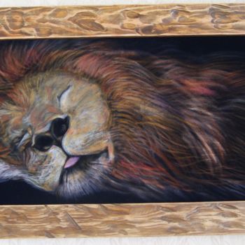Painting titled "Сонный лев" by Anastasia Bondar, Original Artwork