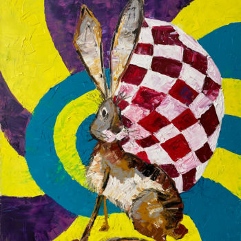 Painting titled "Rabbit" by Veronika Bulgakova, Original Artwork, Oil
