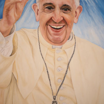 Painting titled "A benção do Papa Fr…" by Leonardo Bulhões, Original Artwork, Oil