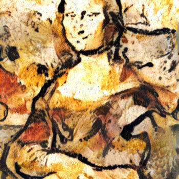 「Joconde de Lascaux.…」というタイトルのデジタルアーツ Bernard Bunnerによって, オリジナルのアートワーク, デジタル絵画