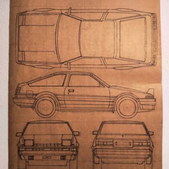Dessin intitulée "Toyota AE86" par Burak Aslan, Œuvre d'art originale, Encre