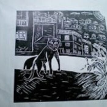 Estampas & grabados titulada "Gato y  Valparaíso…" por Paulabs, Obra de arte original, Grabado