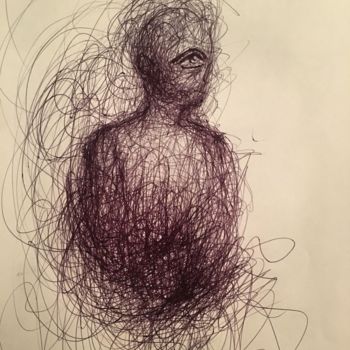 Drawing titled "Human" by Burcu Yarımbaş, Original Artwork, Ballpoint pen