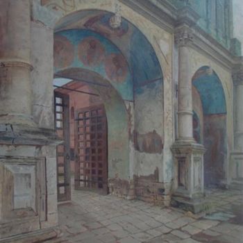 Pintura titulada "Святые ворота" por Anastasiia Anatolevna Burdenkova, Obra de arte original, Oleo Montado en Bastidor de ca…