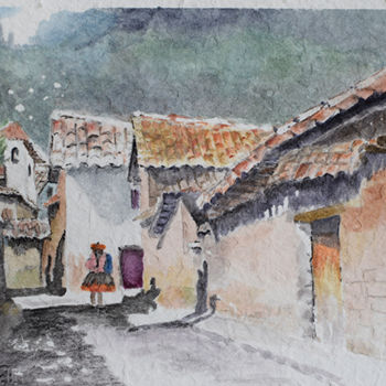 Painting titled "calle-ciega.jpg" by Bernardo Burgos, Original Artwork, Watercolor