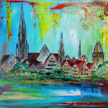 "Ulm Skyline Stadt G…" başlıklı Tablo Burgstallers-Art - Alexandra Brehm tarafından, Orijinal sanat, Akrilik Ahşap Sedye çer…