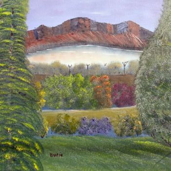 Painting titled "Distant Lake" by Burie Smith, Original Artwork