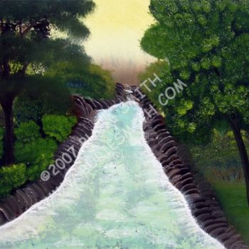 Painting titled "Wooded Stream" by Burie Smith, Original Artwork