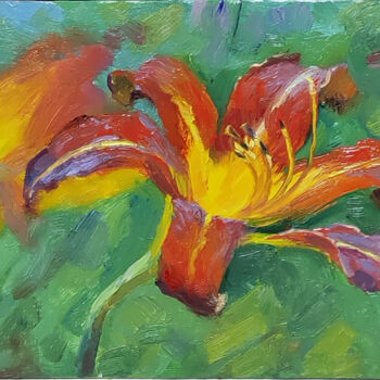 Painting titled "Lilies. OIL PAINTING" by Aleksey Burov, Original Artwork, Oil