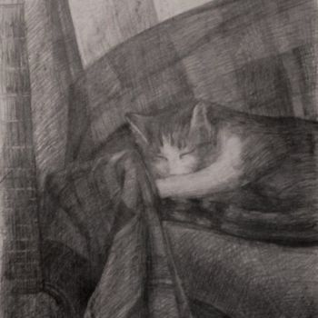 Drawing titled "My little cat" by Busuioc Elena, Original Artwork, Pencil