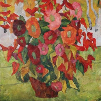 Peinture intitulée "Autumn flowers. Ins…" par Busuioc Elena, Œuvre d'art originale, Huile