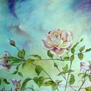 Peinture intitulée "Paradise of roses" par Butterflymoon, Œuvre d'art originale